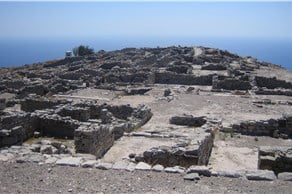 photo of the ruins of the prehistoric city of ancient thera in kamari santorini
